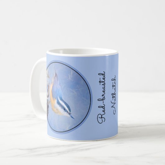 Mug Nuthatch à poitrine rouge Peinture d'art original (Devant gauche)