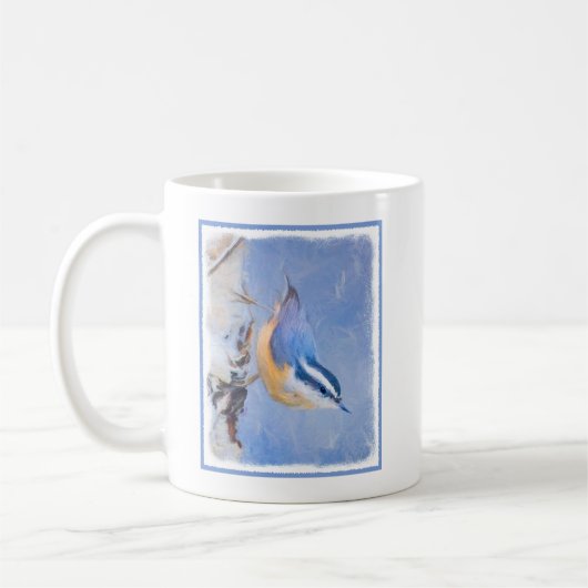 Mug Nuthatch à poitrine rouge Peinture d'art original (Gauche)