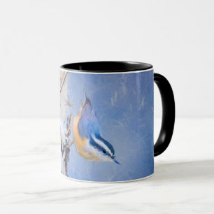Mug Nuthatch à poitrine rouge Peinture d'art original 
