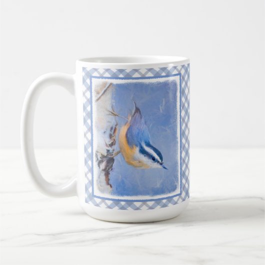 Mug Nuthatch à poitrine rouge Peinture d'art original  (Gauche)