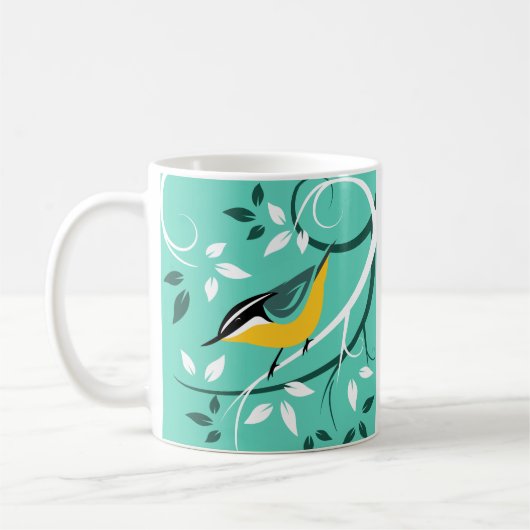 Mug Nuthatch Rouge Sur Turquoise (Gauche)