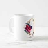Mug O Monogramme Bourgogne Florale Rouge et bleu marin (Devant gauche)
