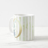 Mug O, rayures dorées initiales bleu et blanc (Devant gauche)