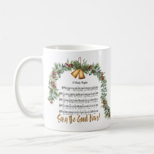 Mug O SAINTE NUIT Noël Nativité Hymne Écriture (Gauche)