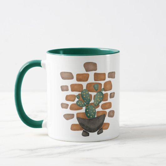 Mug Oasis de Cactus : Décor de mur de briques inspiré  (Gauche)
