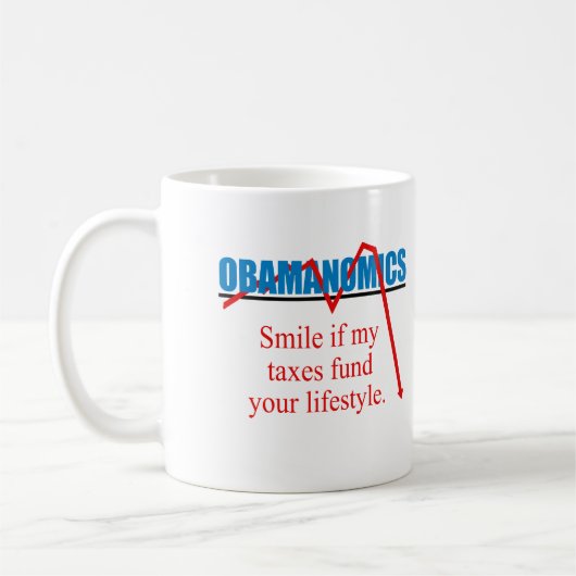 Mug Obamanomics - sourire si mes impôts financent (Gauche)
