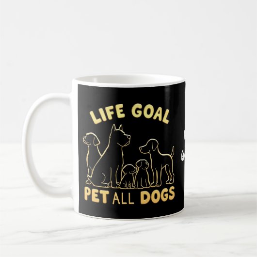 Mug Objectif de vie caresser tous les chiens Un amour (Gauche)