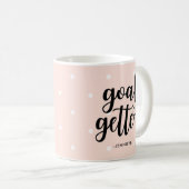 Mug Objectif Getter | Pois roses et typographie (Devant droit)