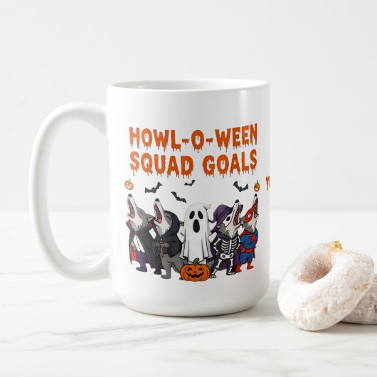 Mug Objectifs de la meute Howl-o-ween – Halloween drôl (Avec donut)