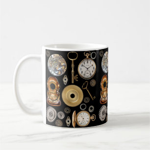 Mug Objets en vapeur Gears Pocket watch Skeleton Key