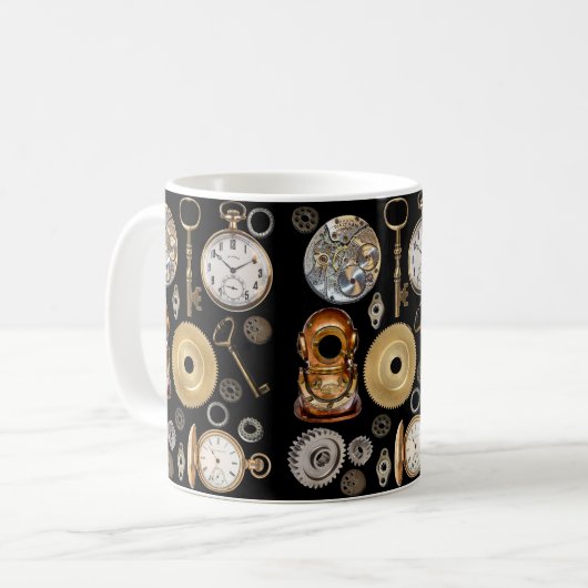 Mug Objets Steampunk Gears Pocket watch Squelette Key (Devant gauche)