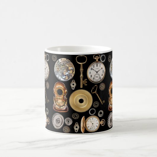 Mug Objets Steampunk Gears Pocket watch Squelette Key (Centre)