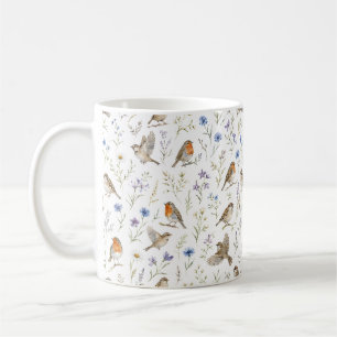 Mug Observation des oiseaux vintage Fleurs sauvages Bo