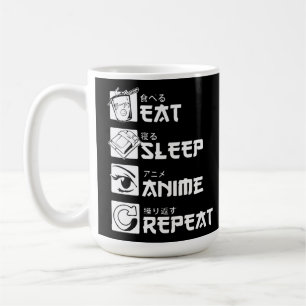 Mug Obsession de l'animal : Manger, Dormir, Anime, Rép