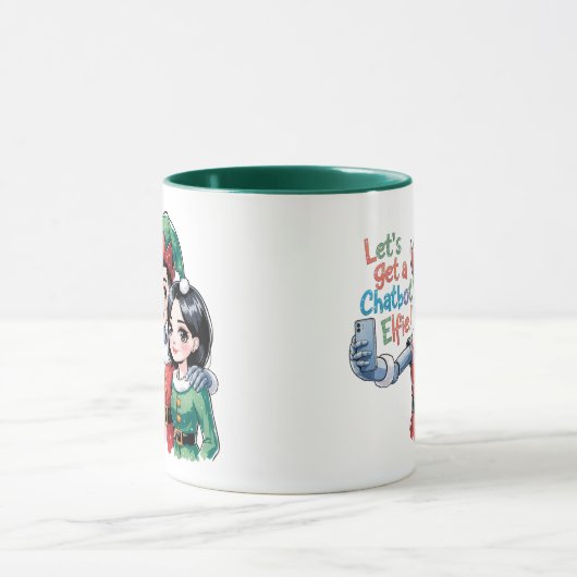 Mug 🤖 Obtenons un Chatbot Elfie Mèmes de Noël amusant (Centre)