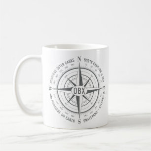 Mug OBX Boussole Nautique Banques extérieures Eau Vint