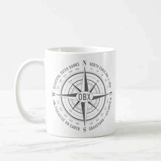 Mug OBX Boussole Nautique Banques extérieures Eau Vint (Gauche)