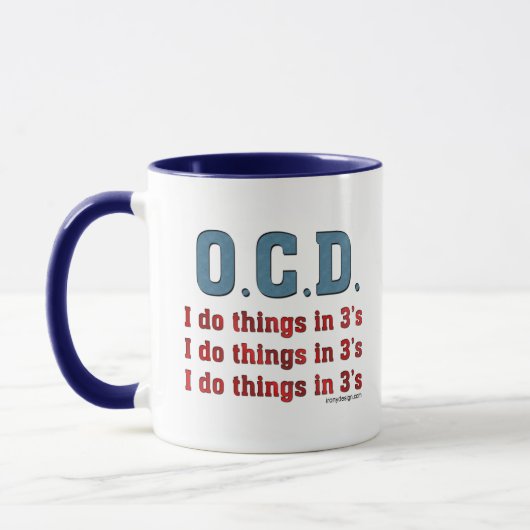 Mug OCD I Do Things in 3 (Gauche)
