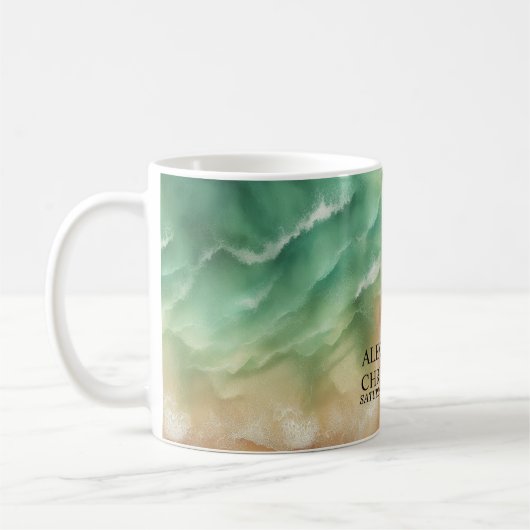 Mug Ocean Beach Sea Watercolor Mariage de sable d'été (Gauche)