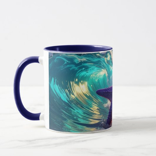 Mug Ocean Beach With Violet Starfish (Gauche)