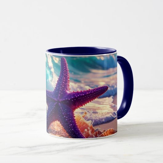 Mug Ocean Beach With Violet Starfish (Devant droit)