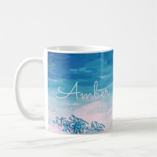 Mug Océan Bleu Plage Personnalisé (Gauche)