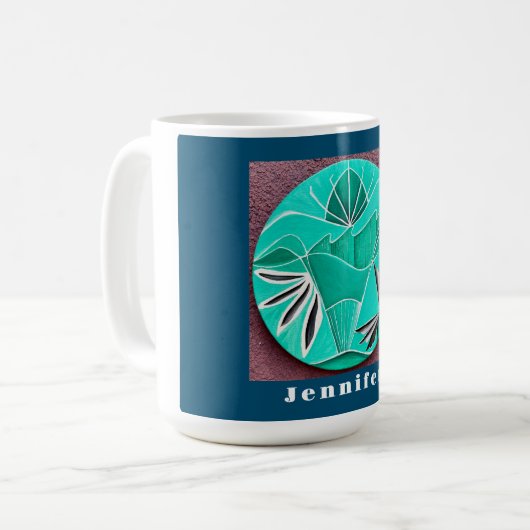 Mug Ocean Blue Abstrait Art personnalisé (Devant gauche)