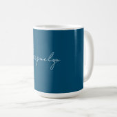 Mug Ocean Blue Plain élégant moderne minimaliste Nom (Devant droit)