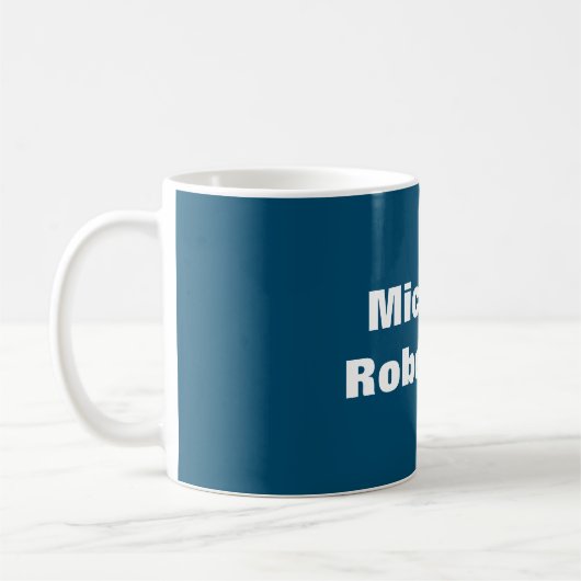 Mug Ocean Blue Plain Minimalist Ajouter son propre nom (Gauche)