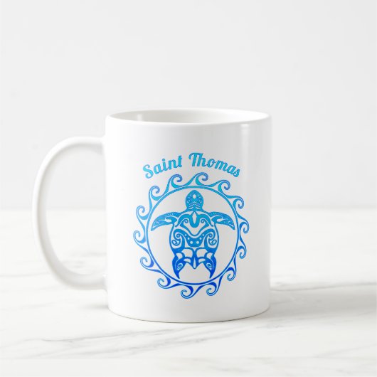Mug Ocean Blue Tribal Turtle Saint Thomas (Gauche)
