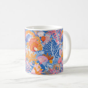Mug Océan Corail Turquoise Violet Coloré Coquillages