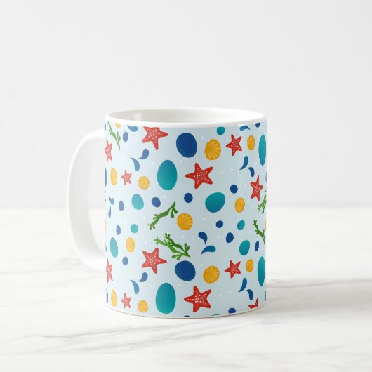 Mug Ocean custom nom de famille maison mer collage (Devant gauche)