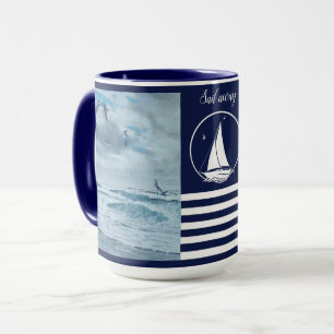 Mug Océan Pacifique/bleu marine/voilier/voilier