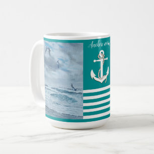 Mug Océan Pacifique/plage/mouettes/voilier/ancres