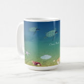 Mug Océan, tortues de mer, coquillages, perles & calli (Devant gauche)