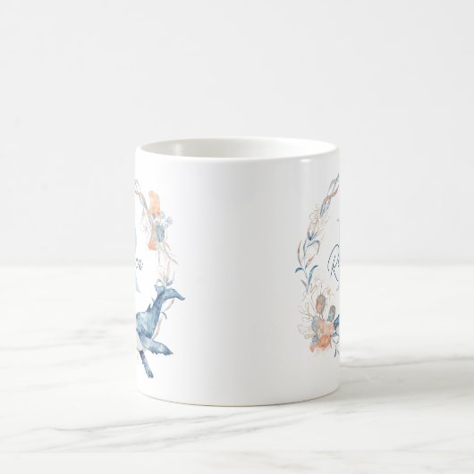 Mug Ocean Watercolor Personalized Monogram Wreath (Centre)