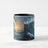 Mug Ocean Wave Sunset Art – Abstract Sea Design  (Centre)