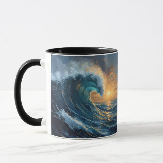Mug Ocean Wave Sunset Art – Abstract Sea Design (Gauche)