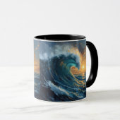 Mug Ocean Wave Sunset Art – Abstract Sea Design (Devant droit)