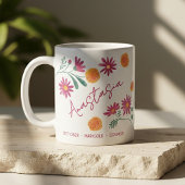 Mug October Birth Flower Custom Name Marigold Cosmos
