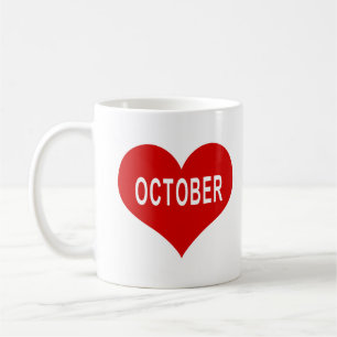 Mug OCTOBER Cœur d'Amour Rouge