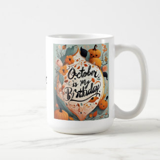 Mug Octobre est ma typographie Citrouille d'anniversai