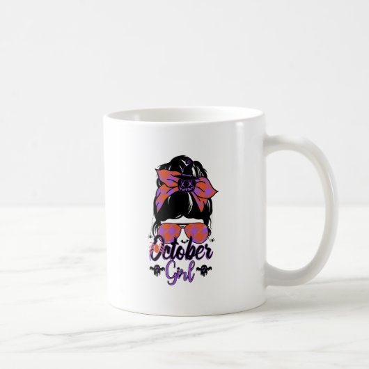 Mug Octobre Fille - Éffrayant Messy Bun Vibes (Droite)
