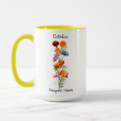 Mug Octobre Fleur de naissance Marigold et Cosmos (Gauche)