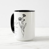 Mug Octobre Flower Girl | Fleur de naissance Pot Marig (Devant gauche)