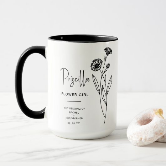 Mug Octobre Flower Girl | Fleur de naissance Pot Marig (Avec donut)