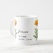 MUG OCTOBRE MARIGOLD BIRTH FLOWE MOIS NOM CADEAU (Devant gauche)