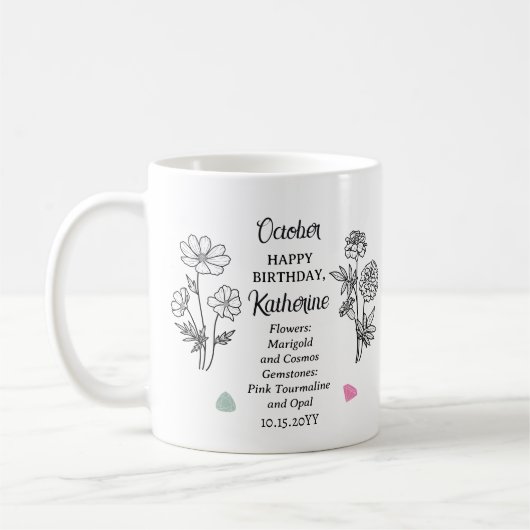Mug Octobre Marigold et Cosmos (Gauche)