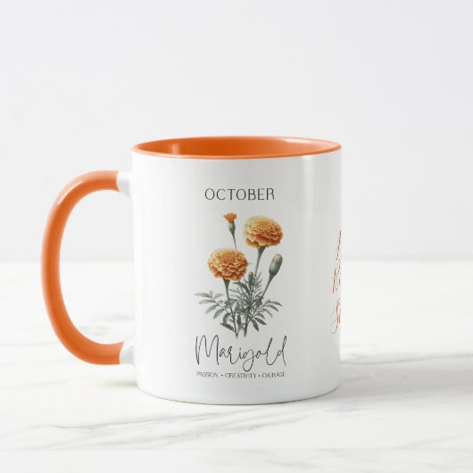 Mug Octobre Mois de naissance Fleur Marigold Anniversa (Gauche)