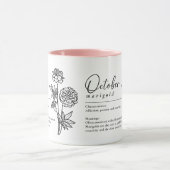 Mug Octobre Mois de naissance Fleur Marigold Minimalis (Centre)